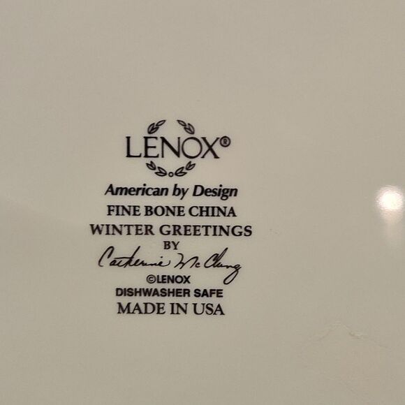 Set 5 Lenox Winter Greetings Cardinal + Ribbon 10.75" dinner Plates Gold Rim - Picture 11 of 11